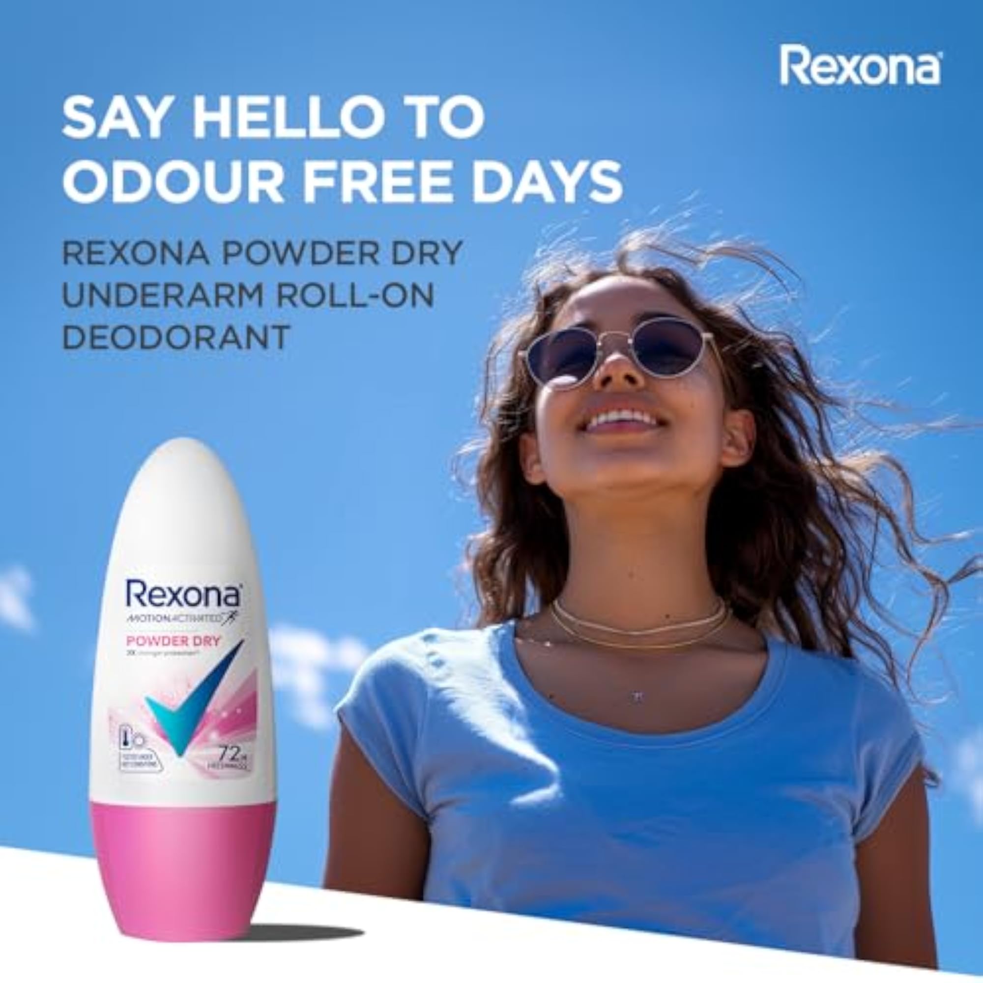 Powder Dry Roll-On Motion Activated Deodorant for Women, 45 ML